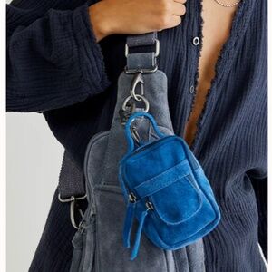 Free People Bijou Bag Clip in Suede Deeper Sea NWT